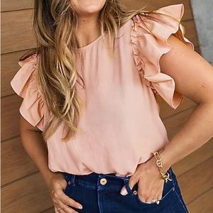 Express Ruffle Sleeve Thong Bodysuit